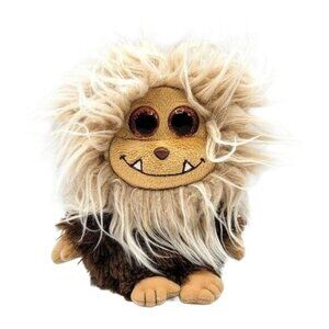 2/$15 Ty Frizzys Zinger Monster Plush Brown 8" Shaggy Glitter Eyes 2014 Beanbag